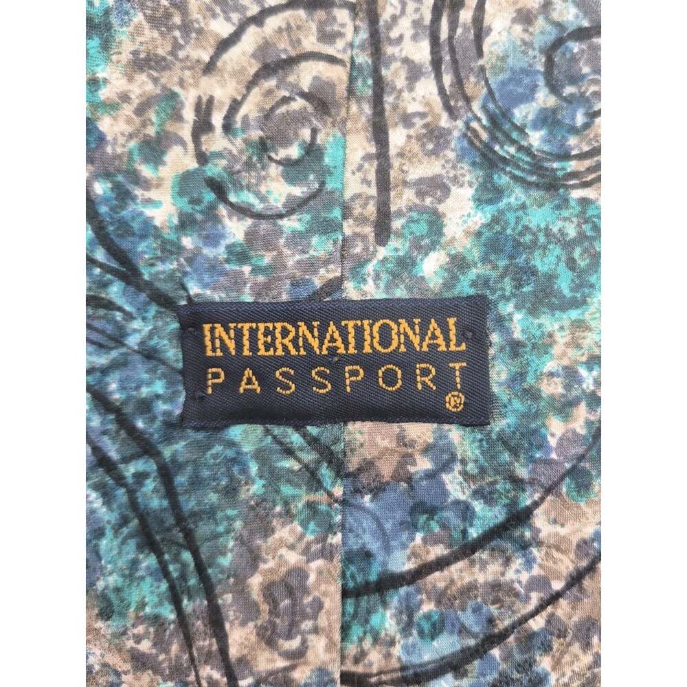 Classy Italian Silk Tie Abstract Swirl Design Blue Green Black 3.8x56" US Made - Picture 4 of 6